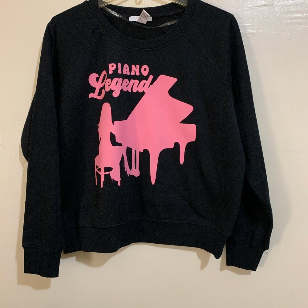 Ladies Unique Black Piano Legend Sweatshirt Size L